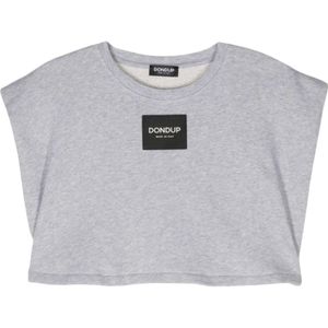 Dondup, Tops, Dames, Grijs, S, Logo Patch Cropped Top