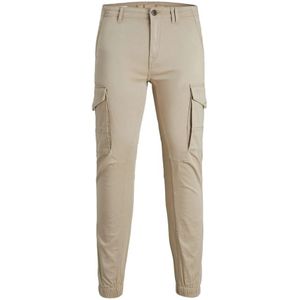 Jack & Jones, Broeken, Heren, Beige, W29 L32, Katoen, Beige Katoenen Broek met Rits Sluiting