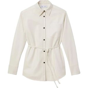 Proenza Schouler, Blouses & Shirts, Dames, Wit, S, Off-White Vegan Leren Overhemd Jas