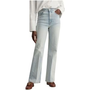 Gant, Hoge Taille Flare Jeans in Indigo Wassing Blauw, Dames, Maat:W29