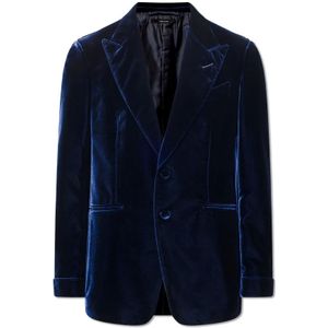 Tom Ford, Fluwelen blazer Blauw, Heren, Maat:XL