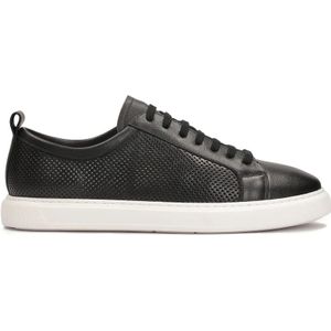 Kazar, Schoenen, Heren, Zwart, 43 EU, Leer, Zwarte geperforeerde leren sneakers