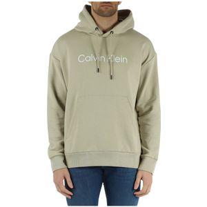 Calvin Klein, Sweatshirts & Hoodies, Heren, Groen, XL, Katoen, Katoenen hoodie met logo