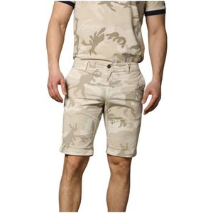 Mason's, Korte broeken, Heren, Beige, S, Katoen, Camouflage Slim Fit Bermuda Shorts