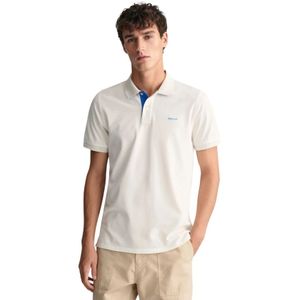 Gant, Tops, Heren, Wit, M, Katoen, Stretch Katoenen Polo Shirt Regular Fit