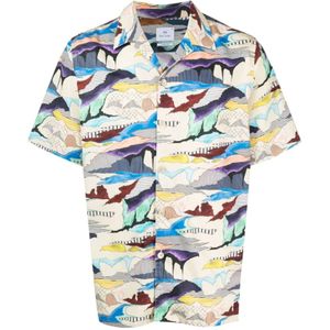 PS By Paul Smith, Overhemd met grafische print van biologisch katoen Wit, Heren, Maat:S