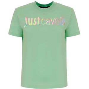 Just Cavalli, Tops, Dames, Groen, XS, Groene T-shirt en Polo Collectie