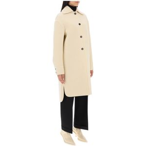 Jil Sander, Mantels, Dames, Beige, S, Wol, Deconstructed jas van maagdelijke wol