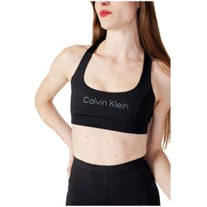 Calvin Klein, Sport, Dames, Zwart, S, Polyester, Sport Mouwloze Zwarte Print Top