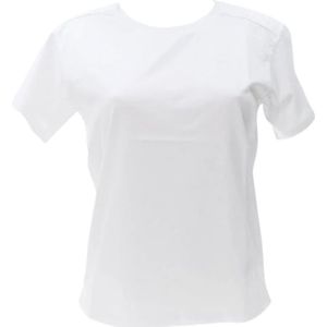 Moschino, Tops, Dames, Wit, S, Katoen, Wit Logo T-shirt Lente Zomer Collectie