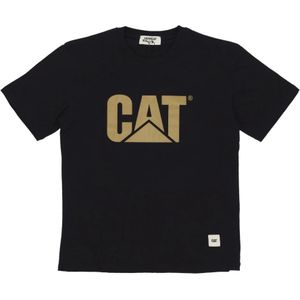 Cat, Tops, Heren, Zwart, M, Logo Tee Streetwear Zwart