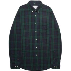 Portuguese Flannel, Zwarte Watch Tartan Flanellen Overhemd Groen, Heren, Maat:S