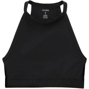 Filippa K, Zwarte top met hoge hals en racerback Zwart, Dames, Maat:M