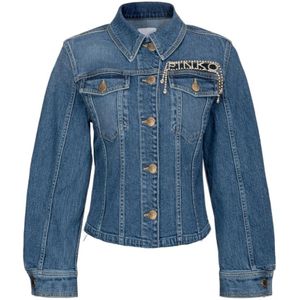 Pinko, Jassen, Dames, Blauw, 2Xs, Denim, Denim Jack