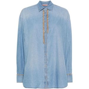 Ermanno Scervino, Blouses & Shirts, Dames, Blauw, S, Katoen, Stijlvolle Shirt Camicia Over