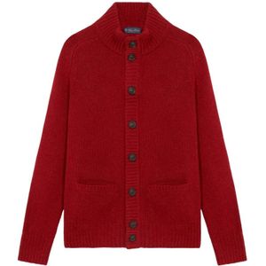 Brooks Brothers, Truien, Dames, Rood, M, Wol, Bordeauxrode wollen Cardigan
