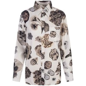Marni, Blouses & Shirts, Dames, Veelkleurig, S, Katoen, Witte Bloemenprint Overhemd
