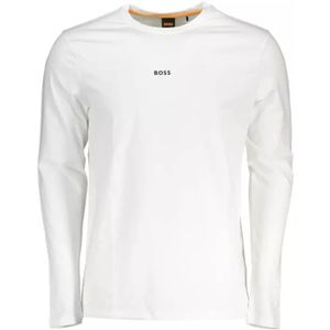 Hugo Boss, Tops, Heren, Wit, L, Katoen, Biologisch Katoenen T-Shirt met Lange Mouwen