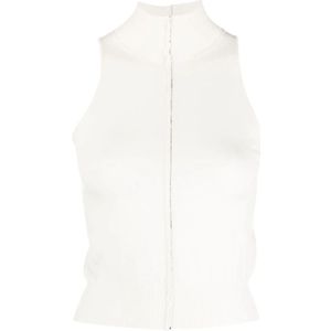 Amiri, Witte Kasjmier Gebreide Top Wit, Dames, Maat:S