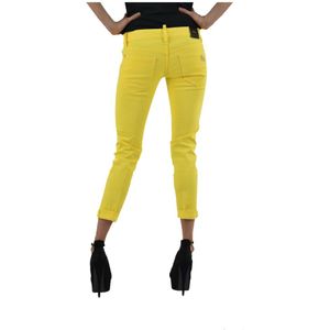 Dsquared2, Jeans, Dames, Geel, S, Katoen, Vibrant Yellow Capri Slim-fit Jeans