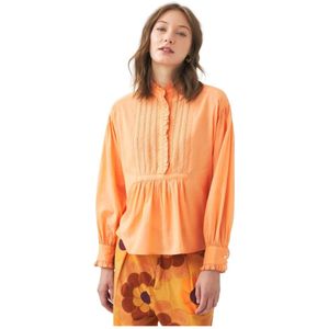 Antik Batik, Blouses & Shirts, Dames, Oranje, L, Katoen, Katoenen voile Victoriaanse stijl blouse Anna