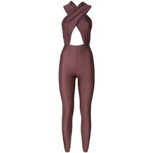 Andamane, Jumpsuits & Playsuits, Dames, Bruin, L, Bruine elastische bandeaujurk