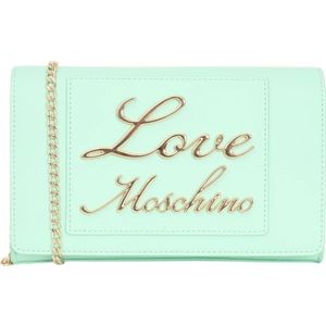 Love Moschino, Tassen, Dames, Groen, ONE Size, Mintgroene dames tas met gouden metalen letters