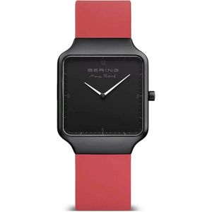 Bering, Dames Rode Siliconen Quartz Horloge Zwart, Dames, Maat:ONE Size