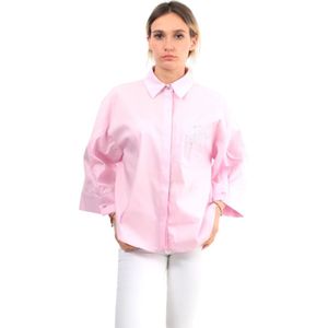 Jijil, Blouses & Shirts, Dames, Roze, M, Katoen, Roze Lange Mouw Shirt Bell Mouw