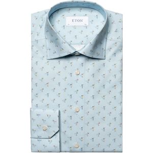 Eton, Slim Fit Overhemd met Drinks Print Blauw, Heren, Maat:XL
