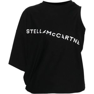 Stella McCartney, Tops, Dames, Zwart, M, Katoen, Zwarte Asymmetrische Mouw Sweater