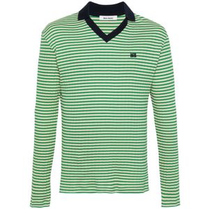 Wales Bonner, Tops, Dames, Veelkleurig, XL, Katoen, Ivory Green Sonic Polo Shirt