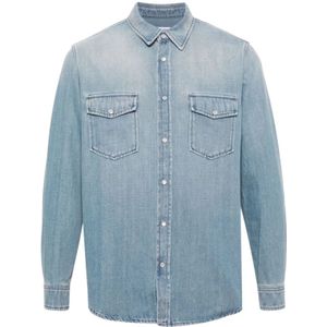 Saint Laurent, Overhemden, Heren, Blauw, XL, Denim, Denim Shirts