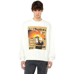 Diesel, Crew-Neck Sweatshirt van Biologisch Katoen Wit, Heren, Maat:S