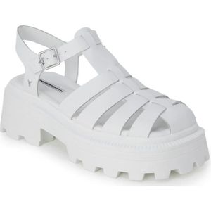 Windsor Smith, Schoenen, Dames, Wit, 40 EU, Leer, Witte Leren Sandalen met Gesp/Strik