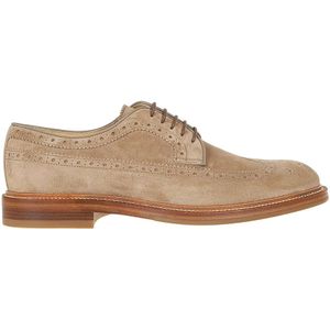 Brunello Cucinelli, Schoenen, Heren, Bruin, 44 EU, Leer, Bruine Leren Sneakers voor Mannen