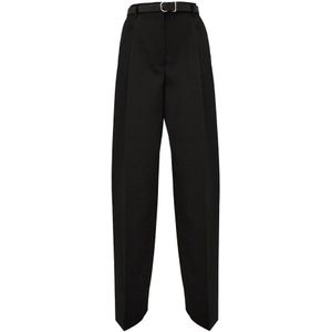 Jil Sander, Klassieke zwarte broek met wijde pijpen en riem Zwart, Dames, Maat:M