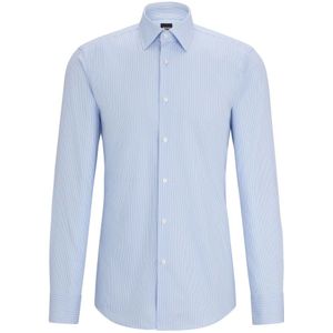 Hugo Boss, Overhemden, Heren, Blauw, 2Xl, Katoen, Gestreept Katoenen Overhemd