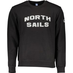 North Sails, Sweatshirts & Hoodies, Heren, Zwart, S, Katoen, Zwarte katoenen trui met logo print