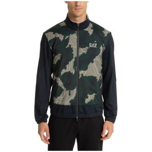 Emporio Armani Ea7, Jassen, Heren, Veelkleurig, M, Camouflage Zip-Up Sweatshirt met Logo