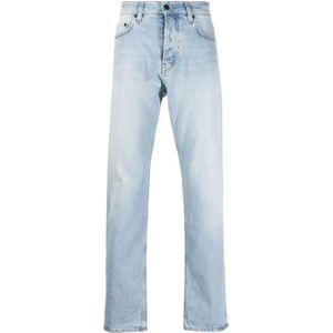 Haikure, Jeans, Heren, Blauw, W34, Katoen, Italiaanse Slim-Fit Stonewashed Jeans