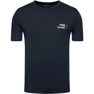 Armani Exchange, Tops, Heren, Blauw, M, Katoen, Crew Neck T-Shirt