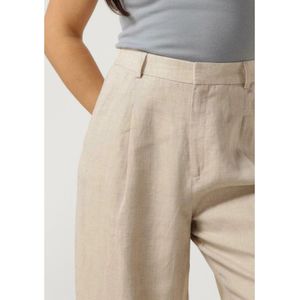 Gestuz, Broeken, Dames, Beige, XL, Linnen, Linnen Hoge Taille Broek Zandkleur