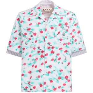 Marni, Overhemden, Heren, Veelkleurig, M, Katoen, Poplin bowling shirt met contrasterende achterkant