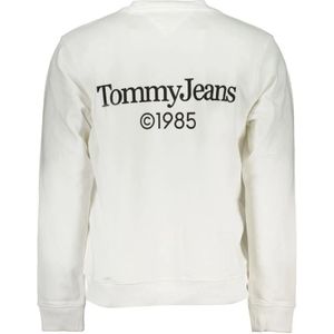 Tommy Hilfiger, Sweatshirts & Hoodies, Heren, Wit, S, Katoen, Geborsteld Katoenen Sweatshirt met Logoprint