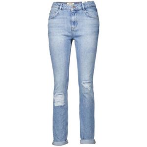 MOS Mosh, Blauwe Cropped Jeans met Destroyed Details Blauw, Dames, Maat:W28