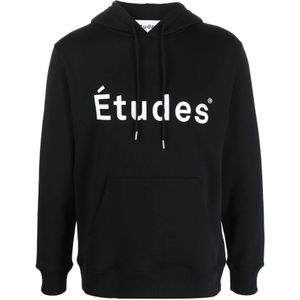Études, Sweatshirts & Hoodies, Heren, Zwart, S, Katoen, Zwarte Logo-Print Hoodie