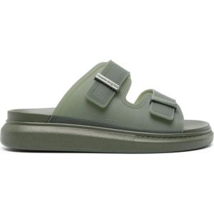 Alexander McQueen, Schoenen, Heren, Groen, 43 EU, Khaki Groene Rubber Slippers