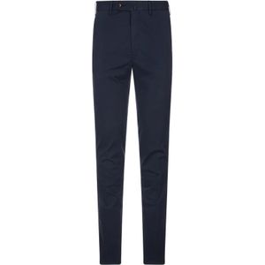 PT Torino, Blauwe Tapered Broek Stretch Katoen Blauw, Heren, Maat:M