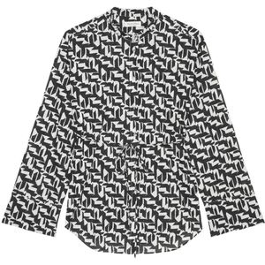 Marc O'Polo, Blouses & Shirts, Dames, Zwart, XS, Katoen, Gedrukte lange mouw blouse normaal